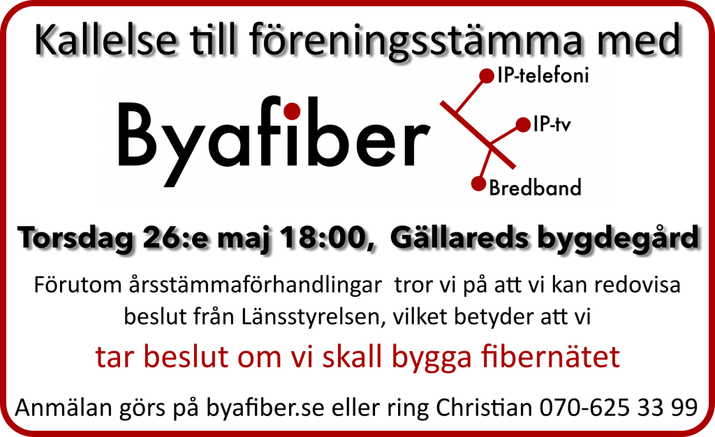 Byafiber - Annons Inlandsbladet Årsstämma maj 2016